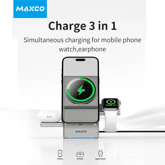 MAXCO 3 in 1 Rotating Wireless Charger - MW11