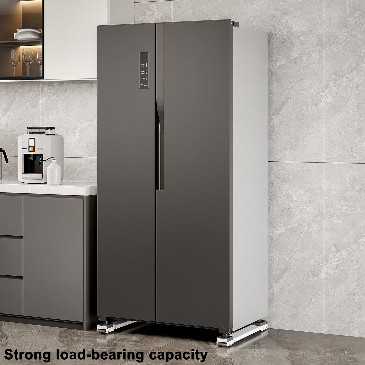 Adjustable Furniture Dolly &amp; Heavy-Duty Appliance Stand with Locking Wheels