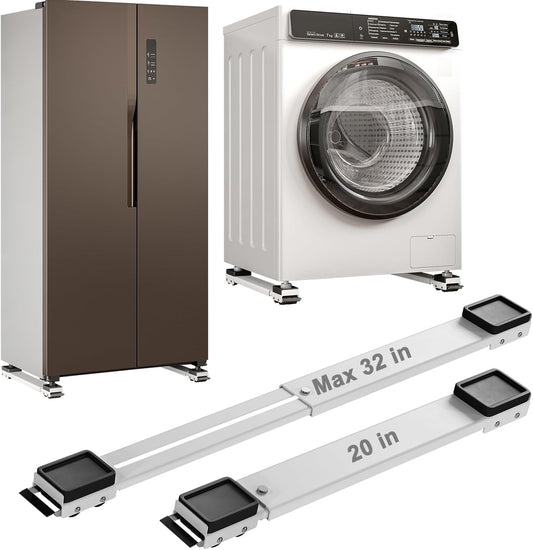 Adjustable Furniture Dolly &amp; Heavy-Duty Appliance Stand with Locking Wheels